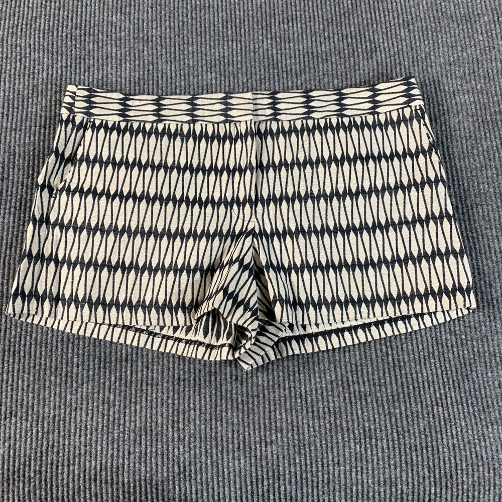 Joe Fresh‎ Shorts Womens 16 Black White Geometric Flat Front High 40x3 JC Penney